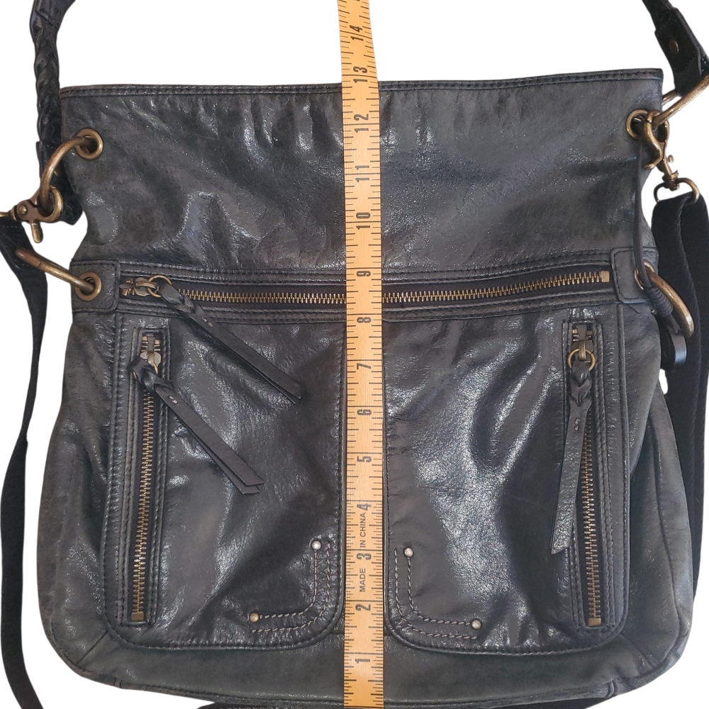 The Sak Black Leather Shoulder Bag with Gold Accents - Picture 4 of 7